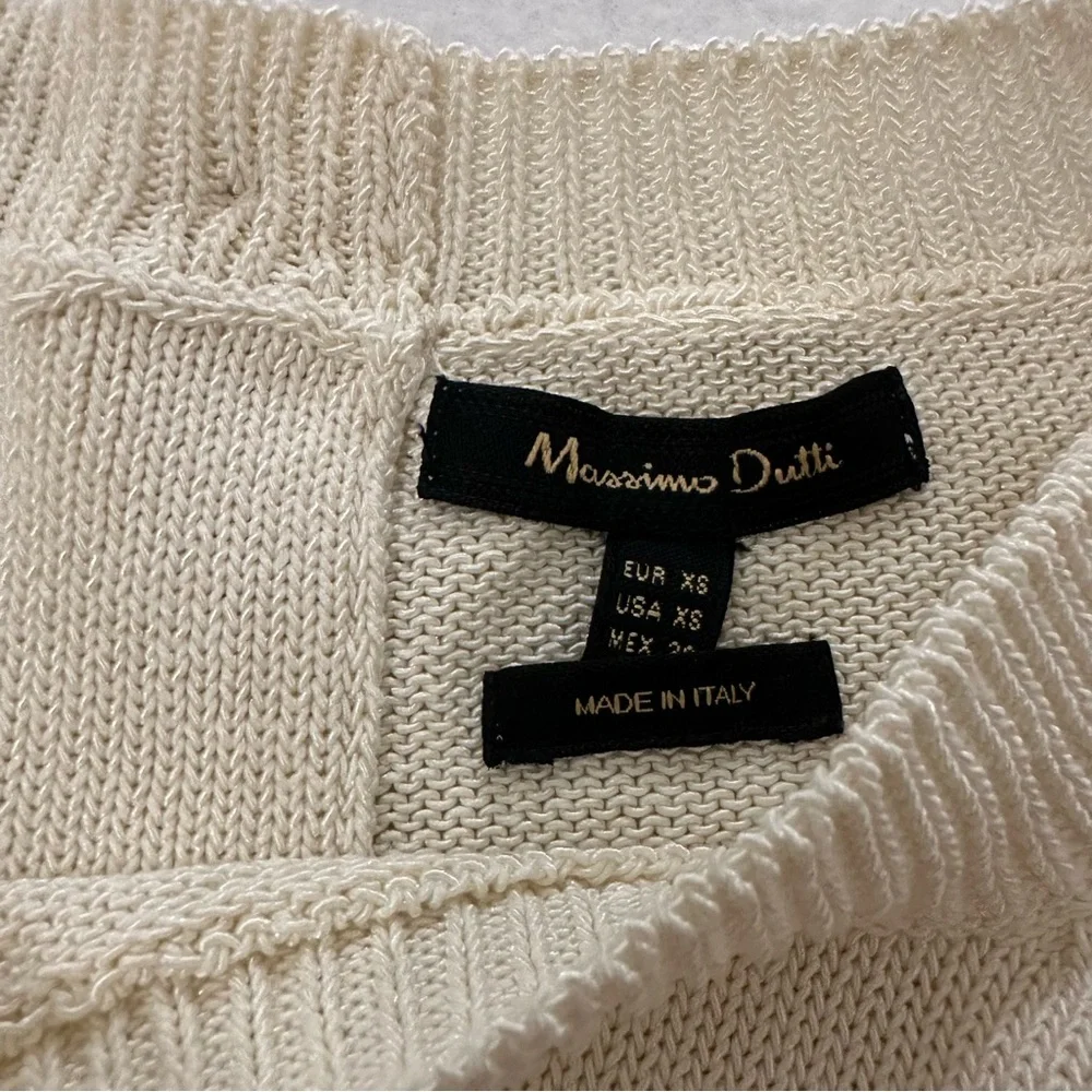 Massimo Dutti Italian‎ Made Cotton Ivory Oversized Sweater Women’s Size XS